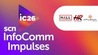 The SCN InfoComm 2026 Impulse banner with Hall Technologies/Atlona/Hall Research logos. 