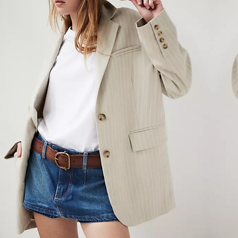 Free People oversized, pinstripe blazer