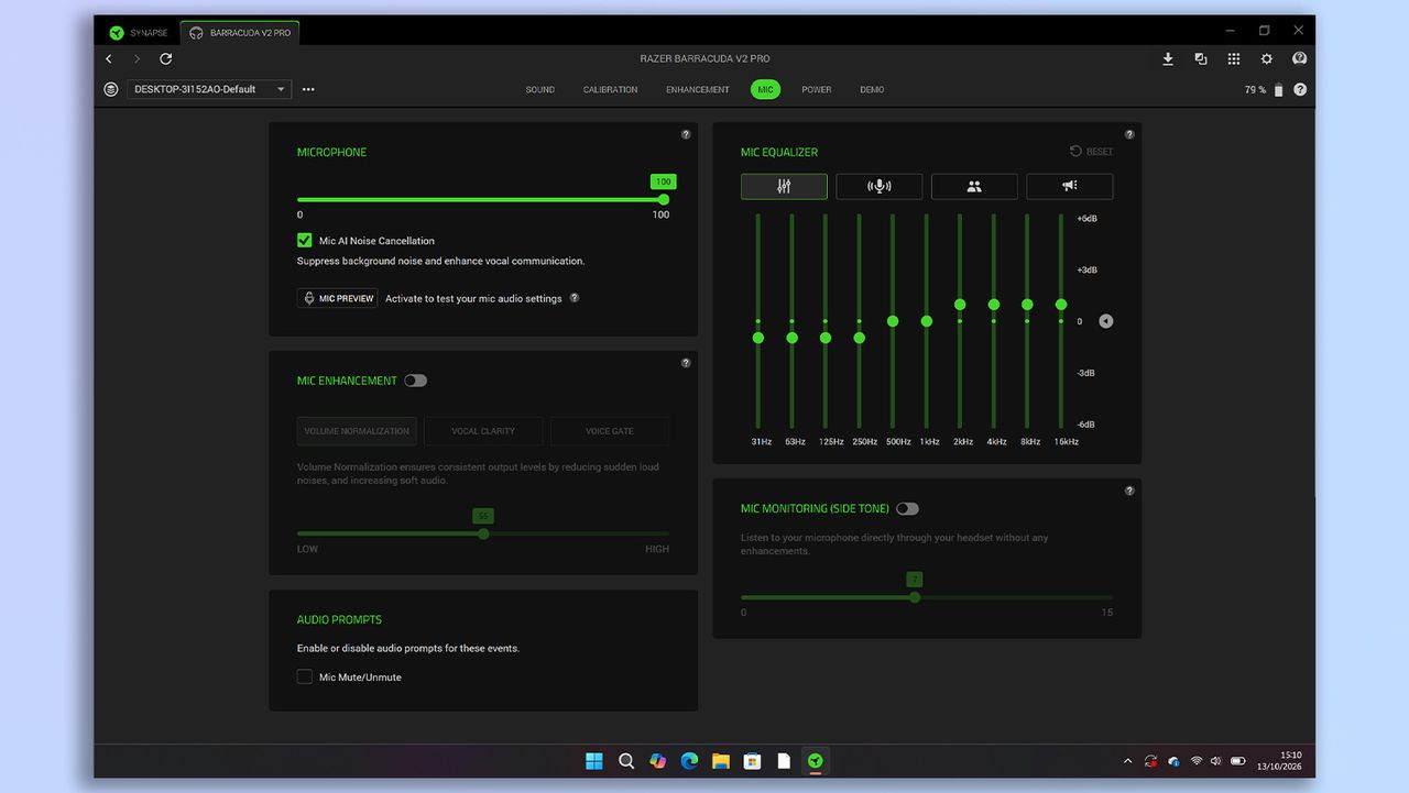 Razer Synapse and Razer Audio app screenshot