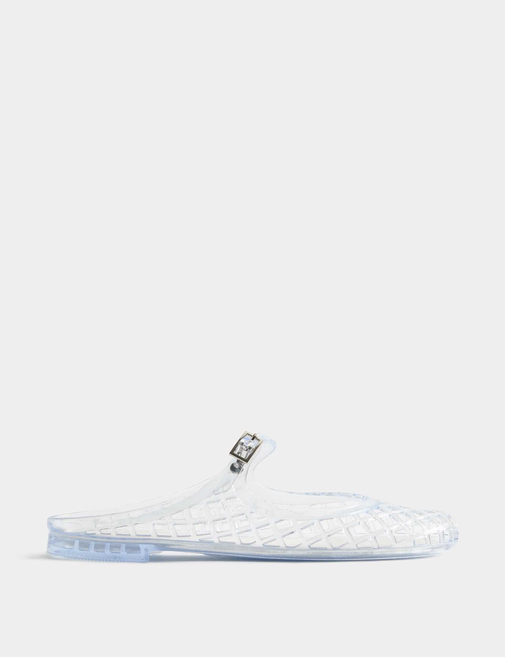 Ankle Strap Flat Jelly Mule Sandals