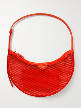 Demi Embellished Leather-Trimmed Mesh Shoulder Bag