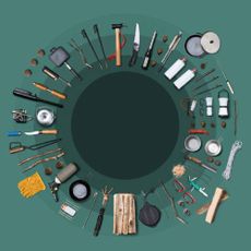 Circle of kitchenware products and tools