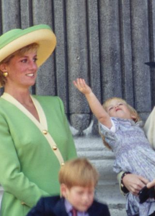 Princess Diana with a young Princess Beatrice at Trooping the Colour