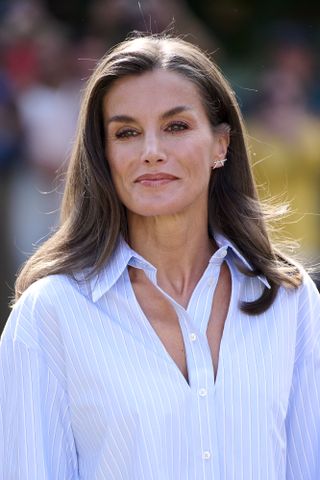 Queen Letizia in a cutout blouse