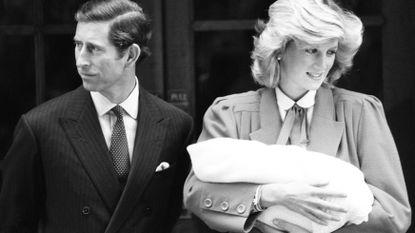 Prince Harry leaves St Mary's Hospital, London, after birth previous day, 16th September 1984