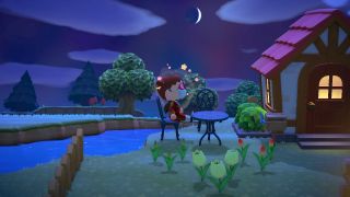 Character sat in a covid mask in Animal Crossing New Horizons