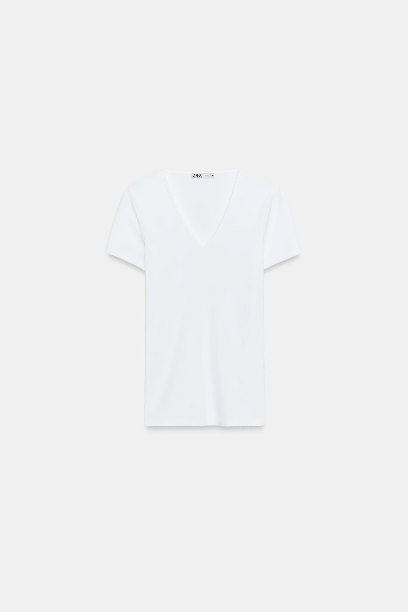 V-Neck T-Shirt - Oyster-White - S