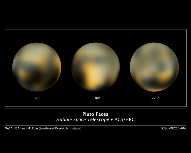 Images of the dwarf planet Pluto taken by NASA&#039;s Hubble Space Telescope.