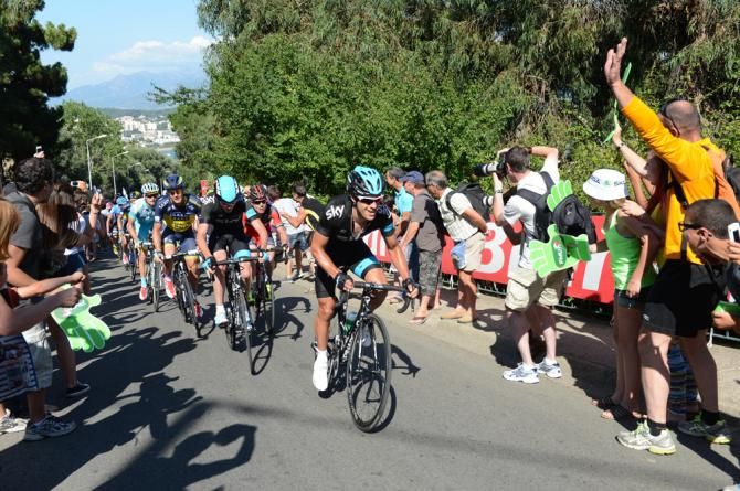 Richie Porte leads Chris Froome (Team Sky)
