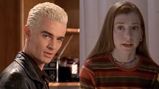 Spike (James Marsters) looks ahead, while Willow (Alyson Hannigan) speaks on Buffy the Vampire Slayer.