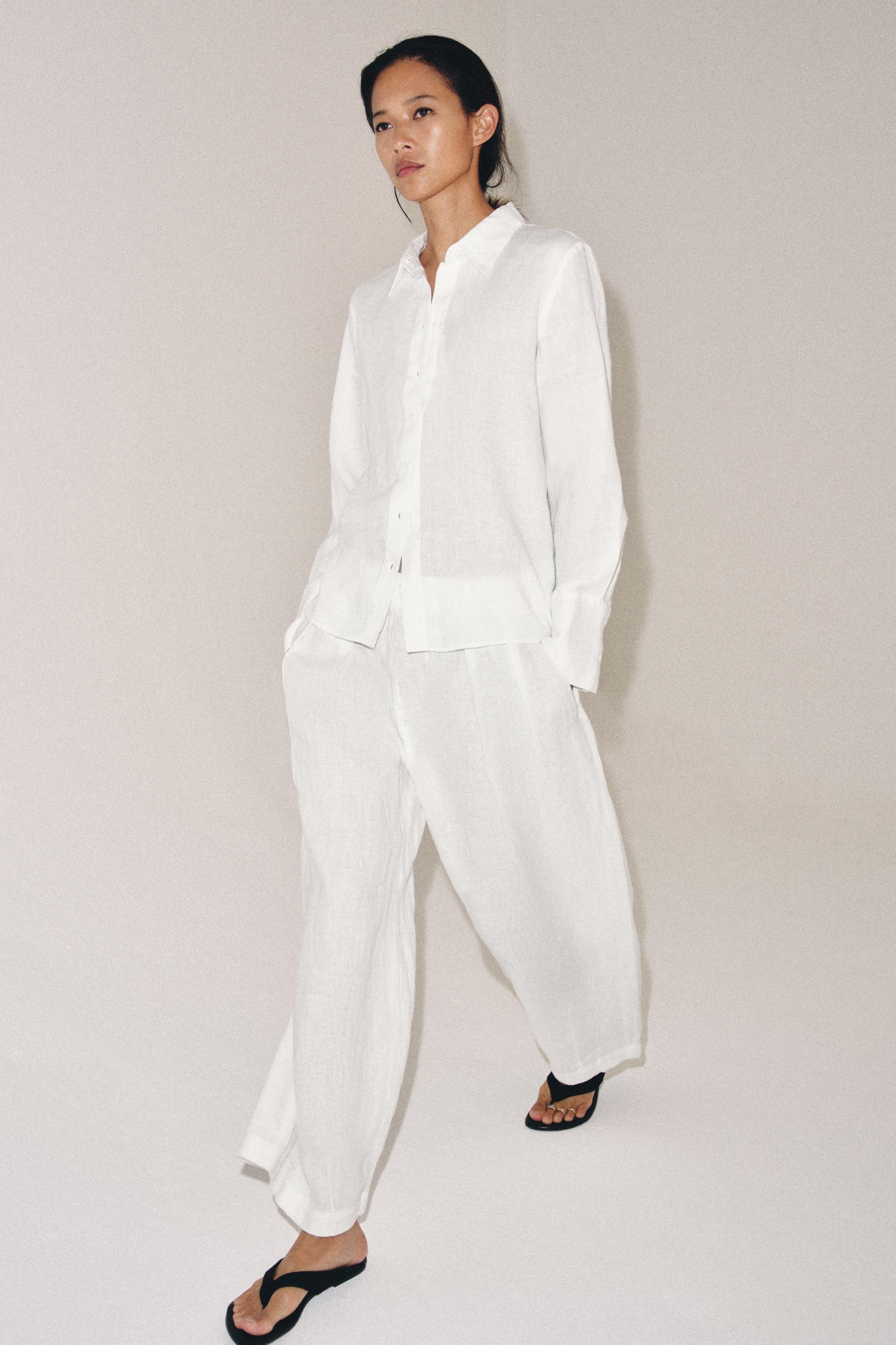 Pleated Linen Trousers Zw Collection