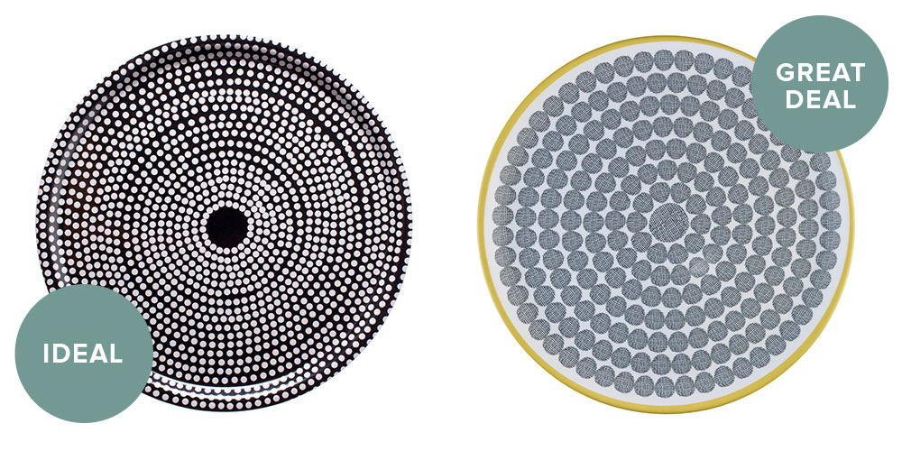 tray in round shape with dotted design
