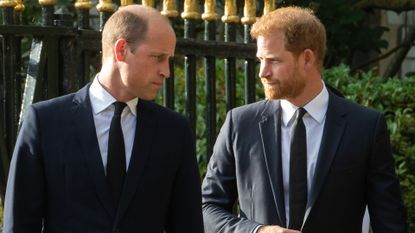 Prince William ‘can’t completely forgive’ Prince Harry it's claimed, seen here viewing view floral tributes to Queen Elizabeth