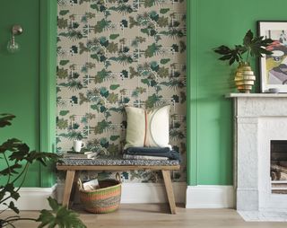 Hallway with green wallpaper