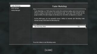 Fallout 4 Faster Workshop screenshot.