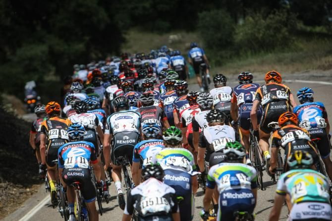 For most of the day the peloton rode steady tempo.