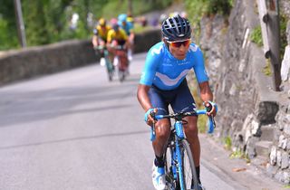 Nairo Quintana (Movistar) attacks to win stage 7 at Tour de Suisse