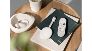 Chromecast with Google TV device on table