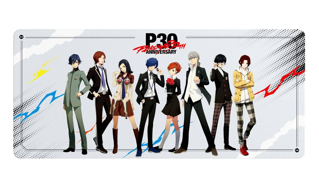 Image of one of the Persona 30th anniversary HYTE desk pads.