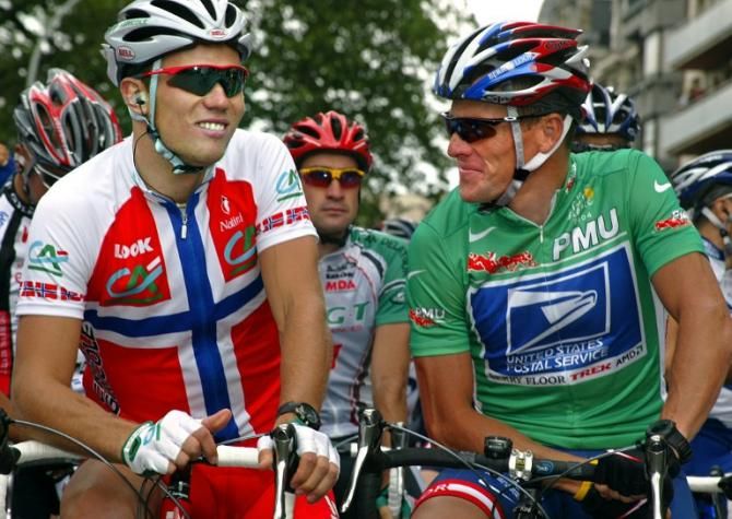 Thor Hushovd and Lance Armstrong in 2005