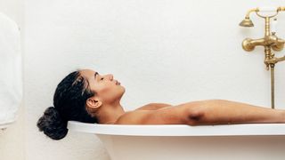 How to relax: A woman in the bath