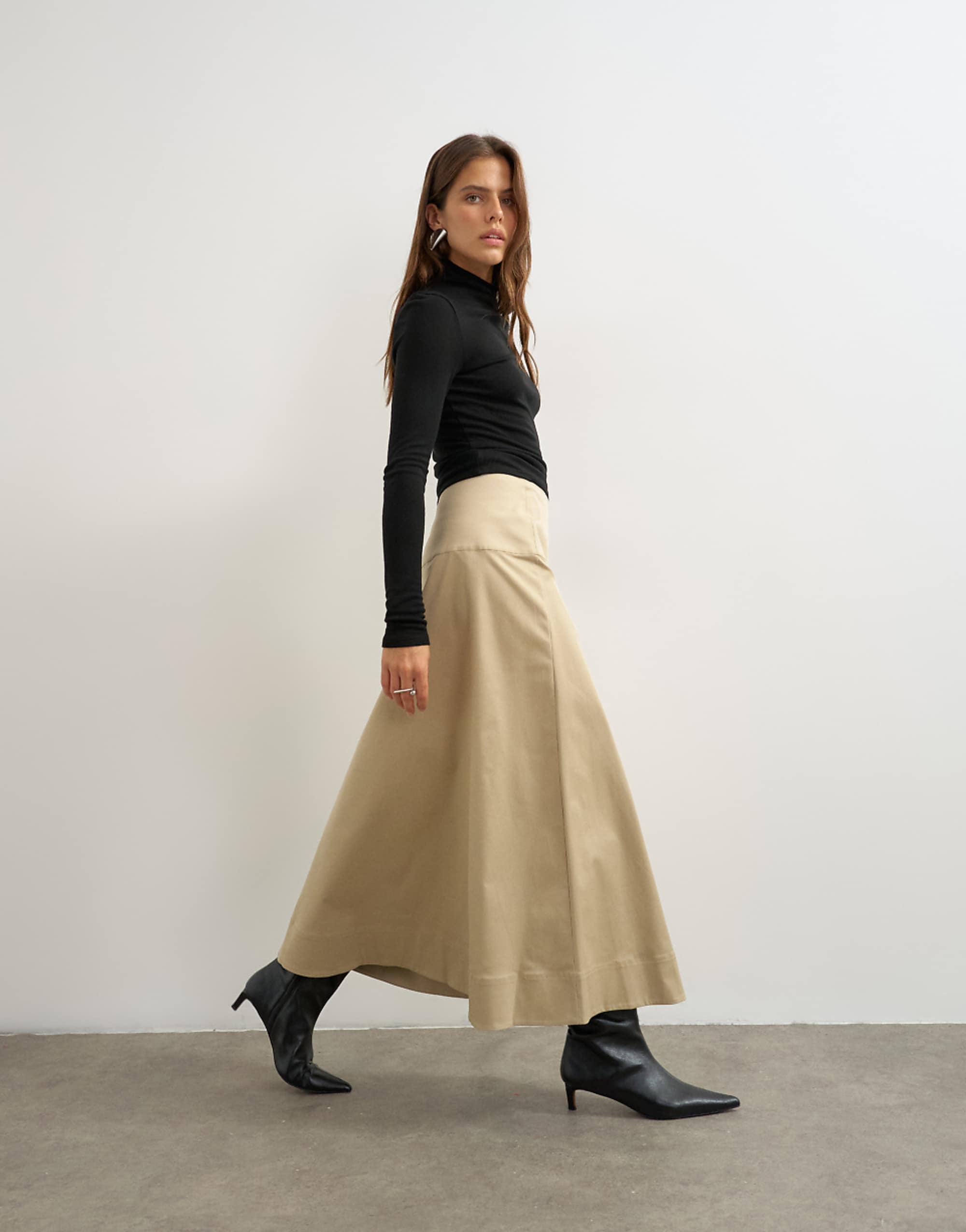 Topshop Wrap Waistband Detail Trench Skirt in Stone