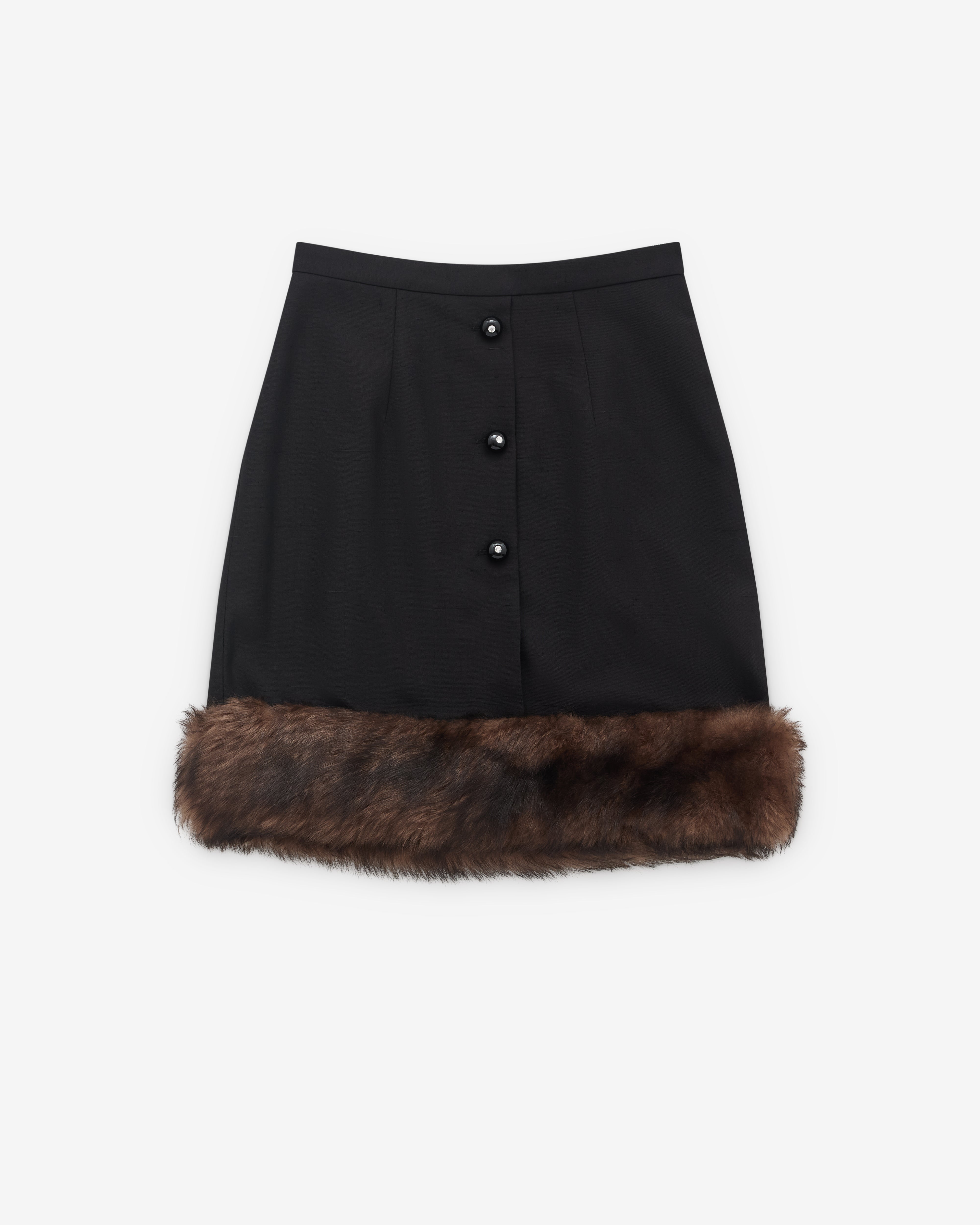 Valentino - Women&#039;s Shearling Trim Skirt - (black)