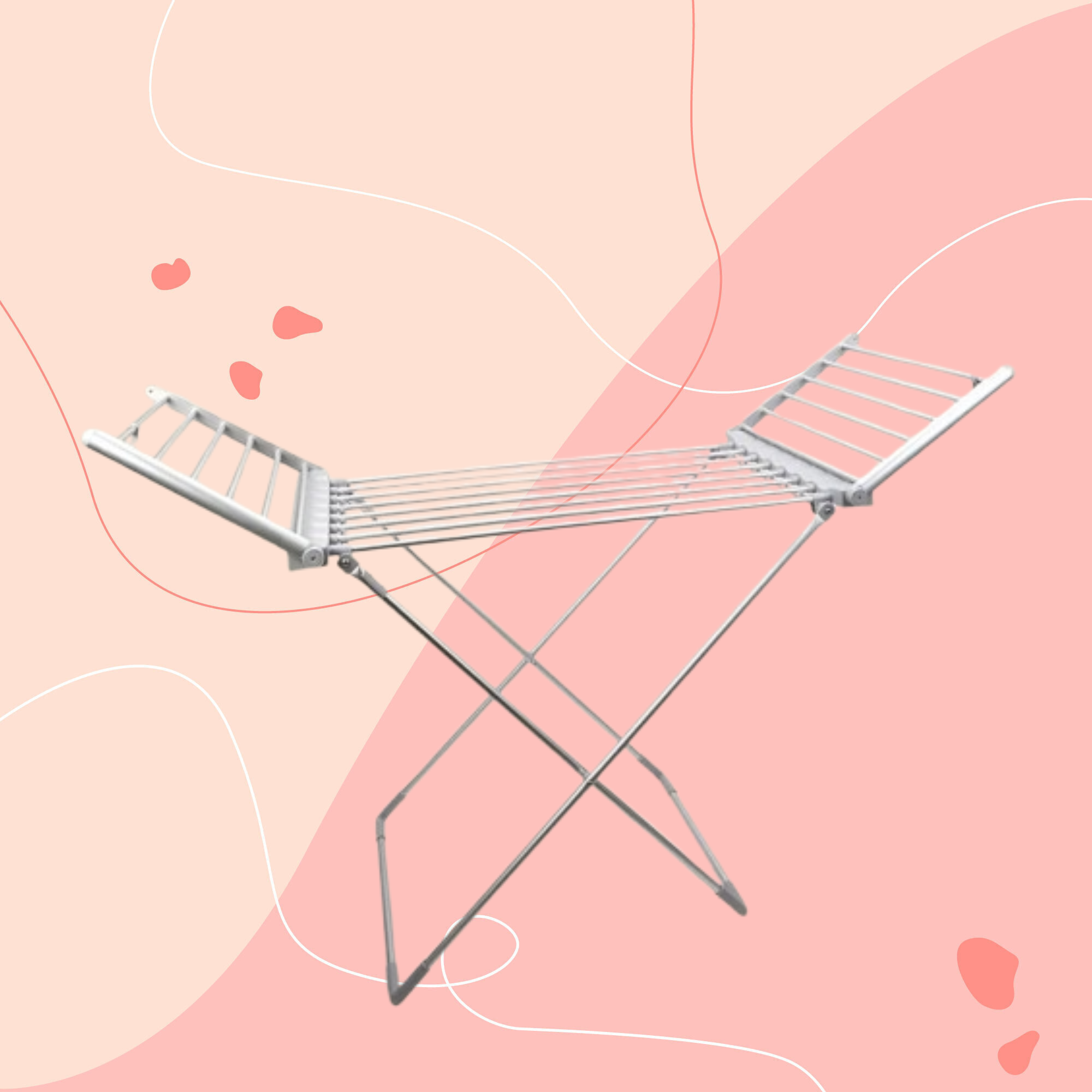 Silver Heated Winged Clothes Airer