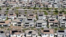 Houses with solar panels on the roofs are seen in Santa Clarita, California. 