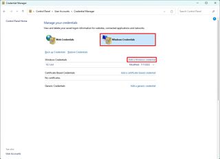 Add a Windows credential