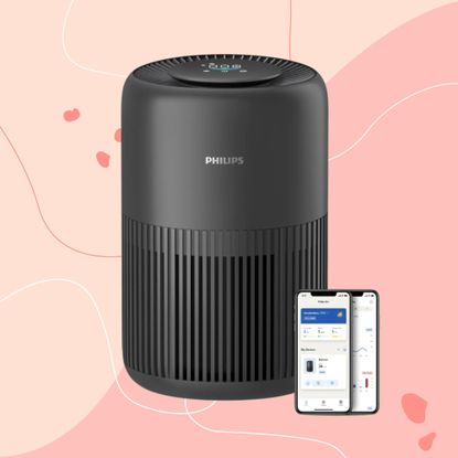 Philips 900 Series Air Purifier on a pink background