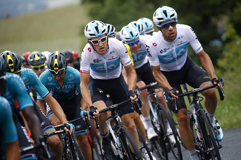 Team Sky and Geraint Thomas during stage 2 at Criterium du Dauphine
