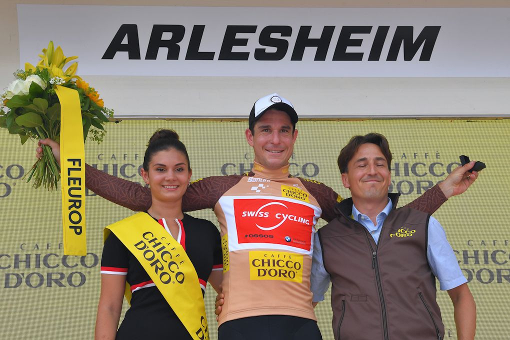 Claudio Imhof of Switzerland in the mountains jersey at Tour de Suisse