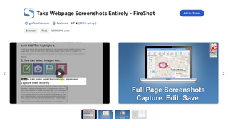 A screenshot of the download page for the Chrome browser extension FireShot