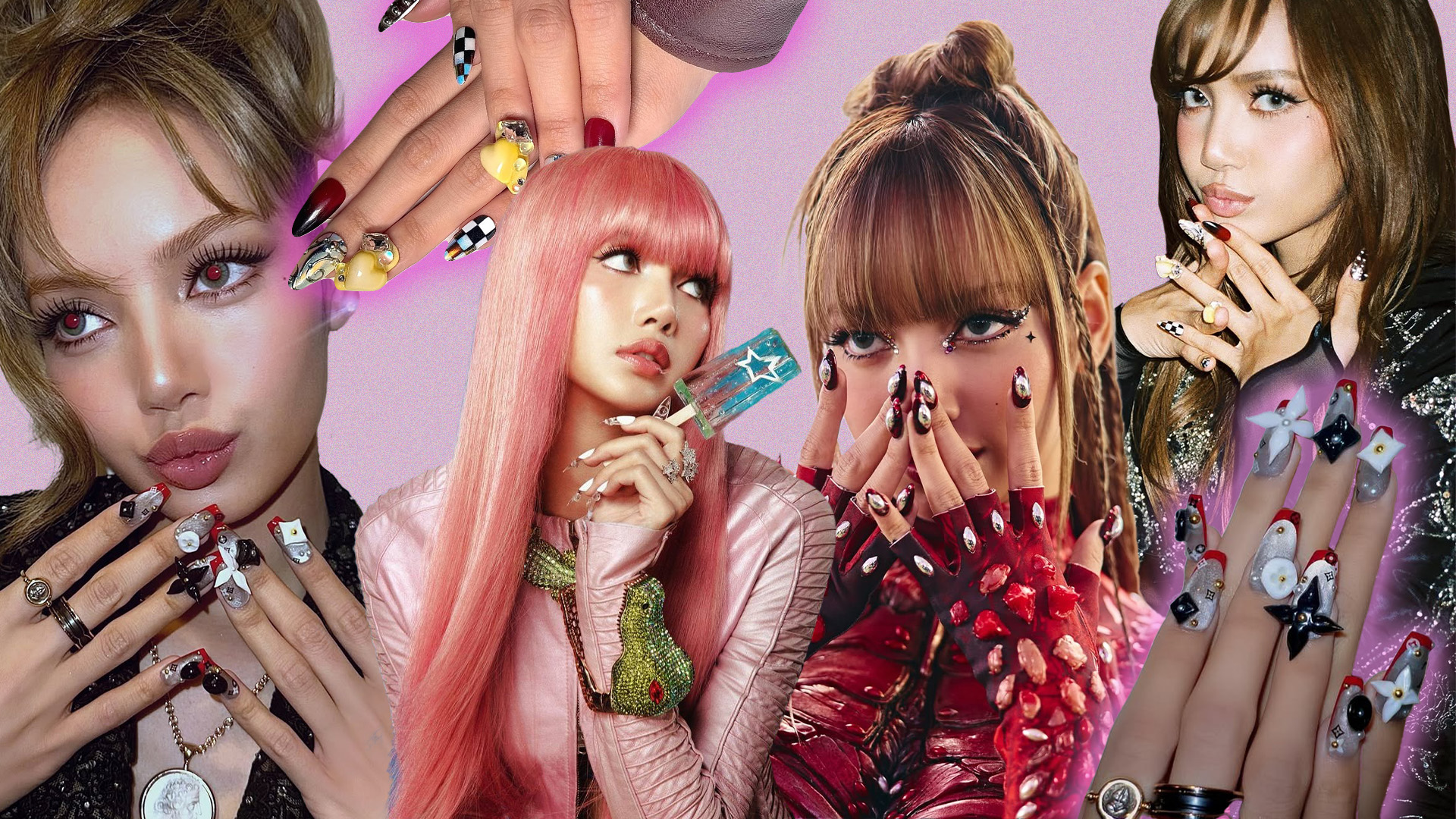 Collage of nail art worn by Lisa.