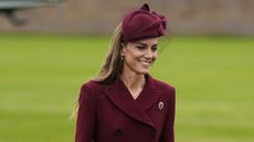 Catherine, Princess of Wales smiles during the arrival of U.S. President Donald Trump and First Lady Melania Trump for a state visit at Windsor Castle on September 17, 2025