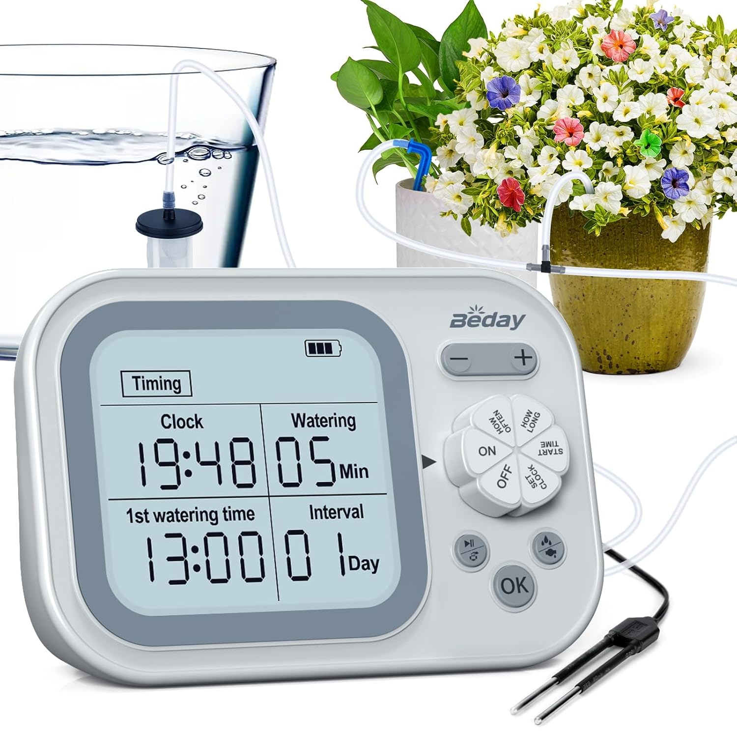 A digital display on a watering device