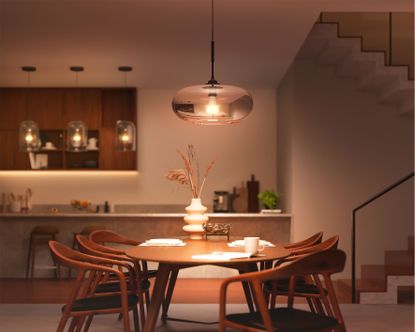 How to control your smart lighting with Alexa Kitchen table with smart lighting installed above
