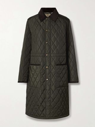 Corduroy-Trimmed Quilted Shell Jacket