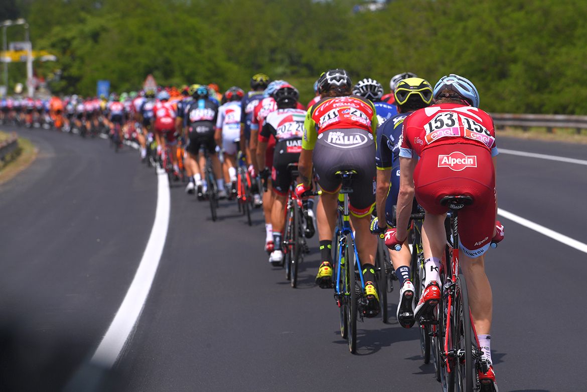 The back of the bunch on the Giro d'Italia's 14th stage