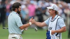 Cameron Young and Kyle Sterbinsky celebrate winning the Cadillac Championship