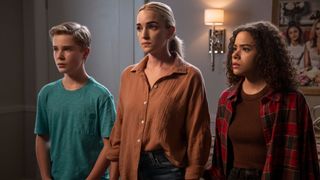 Diesel La Torraca as Austin Miller, Brianne Howey as Georgia Miller, Antonia Gentry as Ginny Miller in episode 305 of Ginny & Georgia