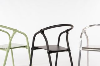 Tubular aluminium chairs in green black and grey