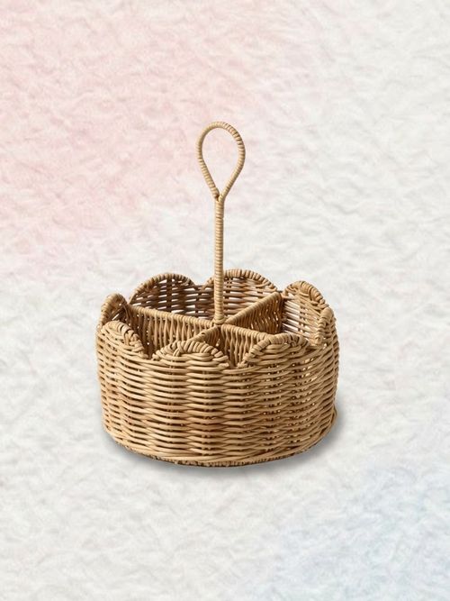 Rattan Scallop Utensil Holder