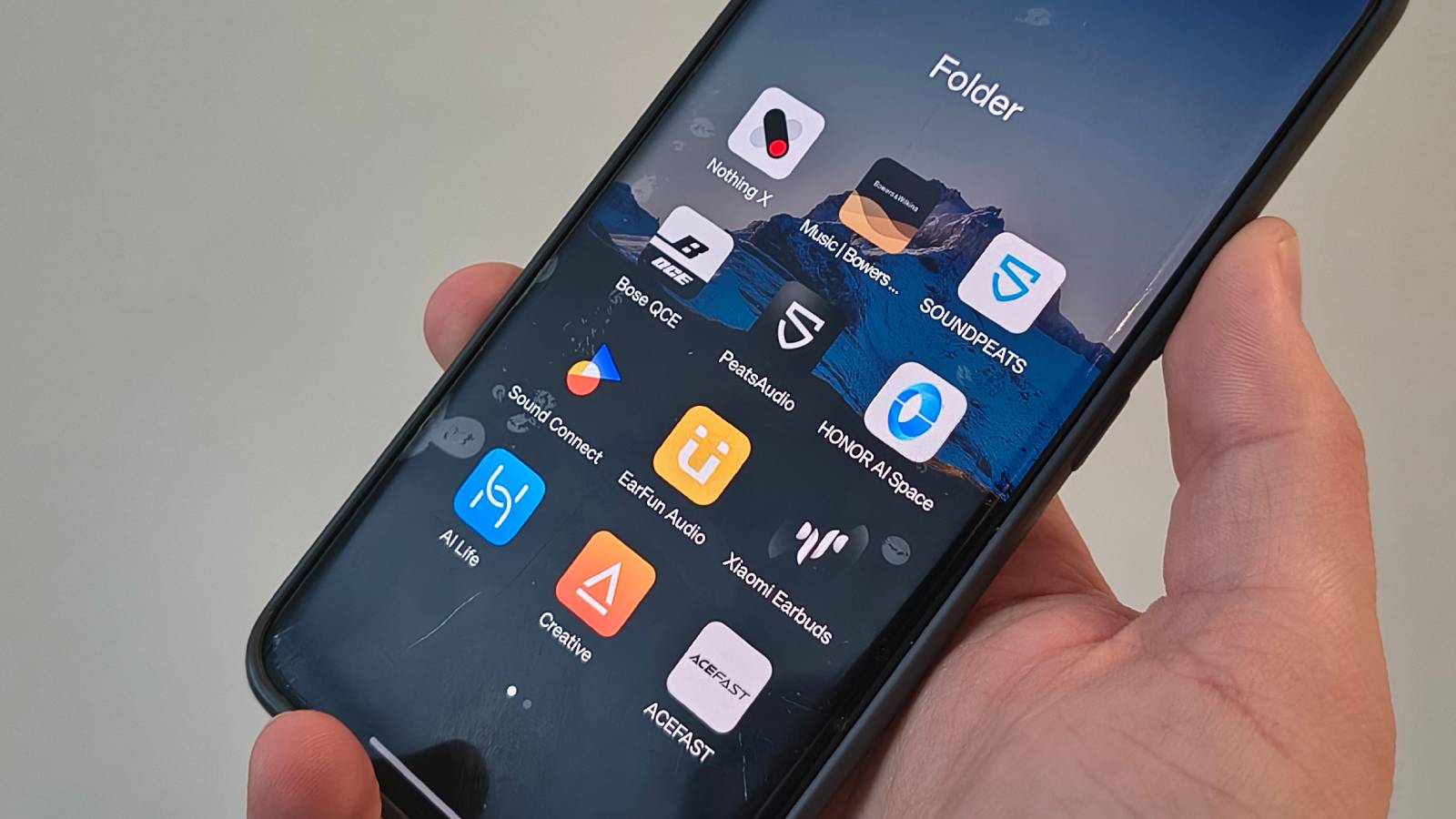 The a list of audio apps on a Realme phone.
