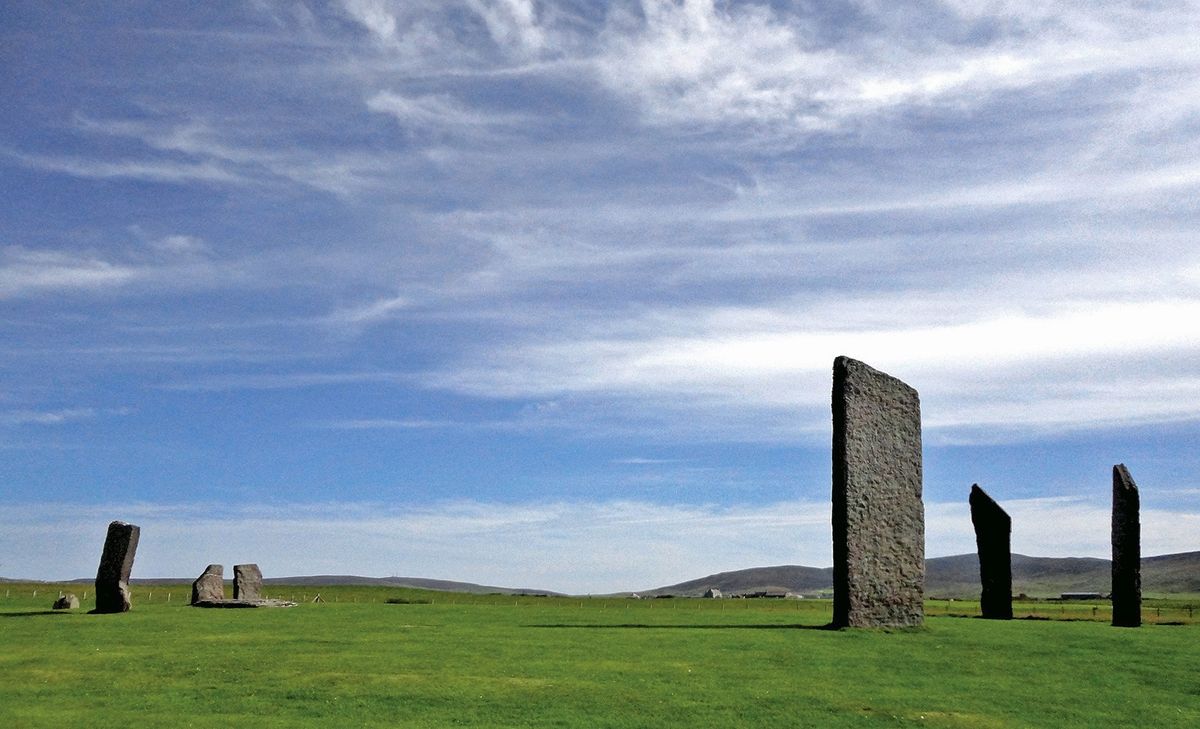 The 5,000-year-old stone circle at the site of Stenness on the Isle of Orkney was designed with a number of astronomical alignments.