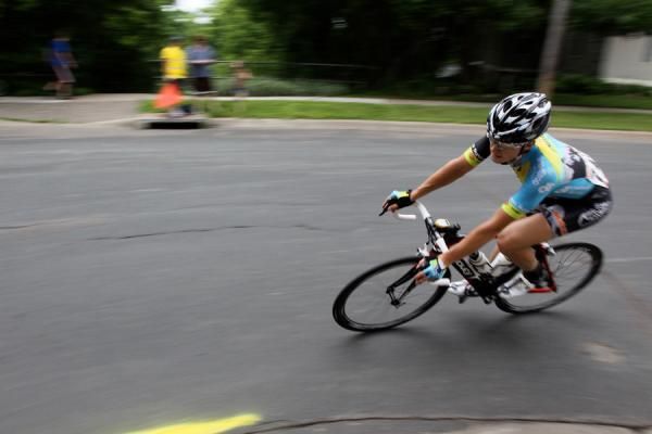 A rider takes a corner