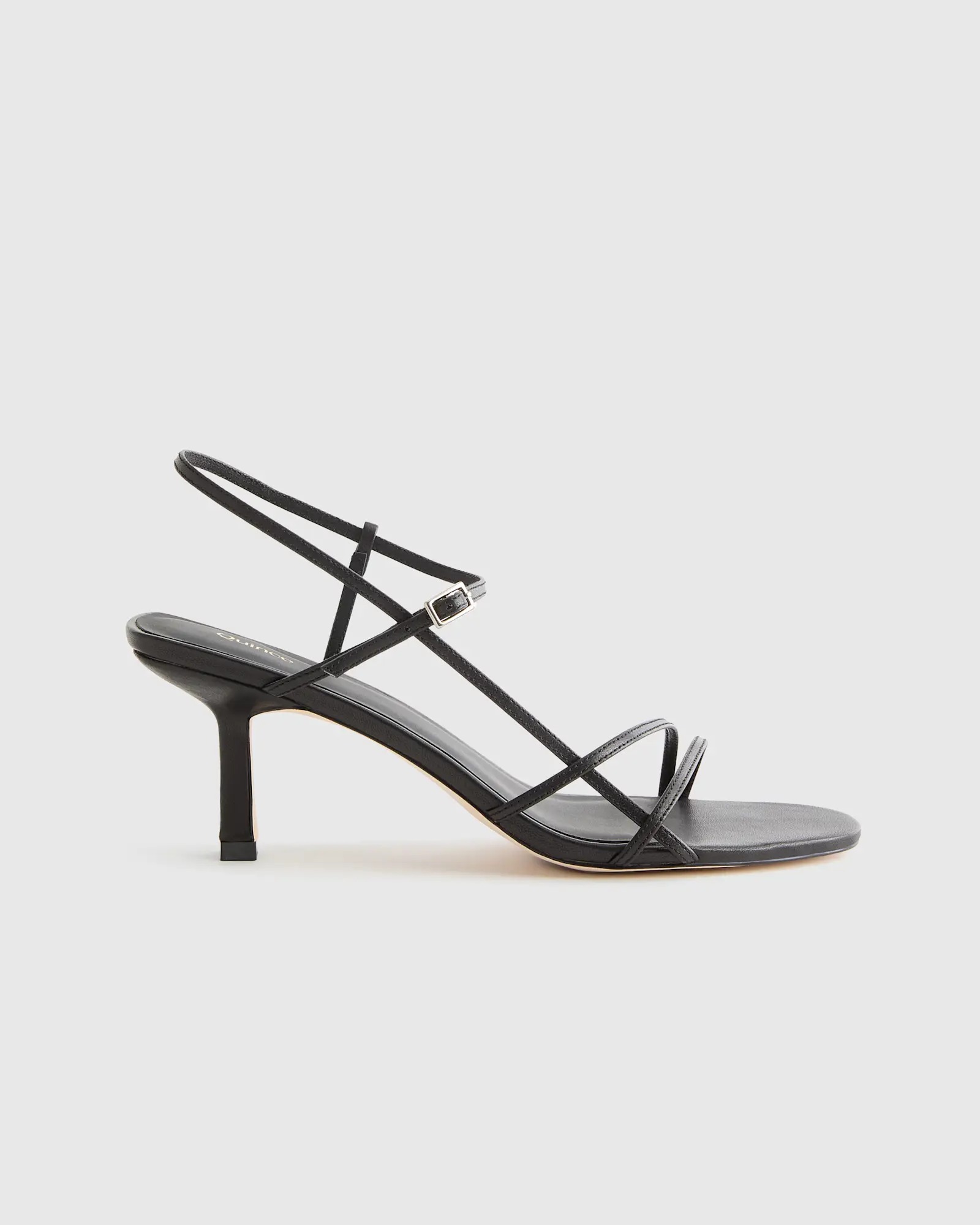 Italian Leather 70mm Strappy Heel in Black