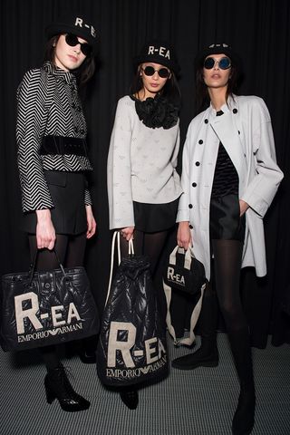 MOdels showcasing shades and RE-A bags at Fashion Week Women’s at Milan by Emporio Armani A/W 2020