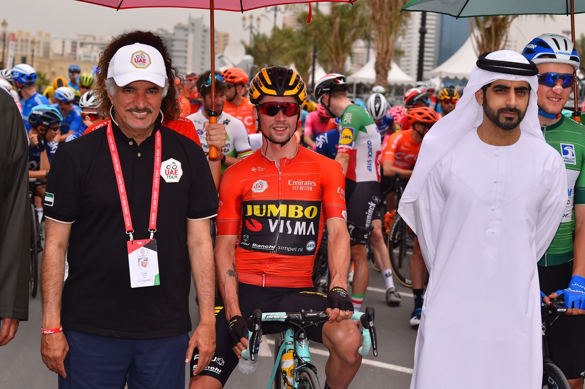 Primoz Roglic lines up with UAE dignitaries